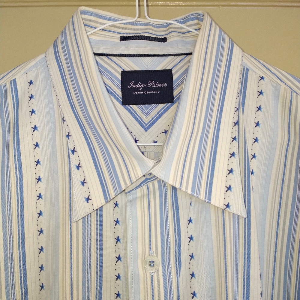 TOMMY BAHAMA CO. INDIGO PALMS MENS DRESS SHIRT